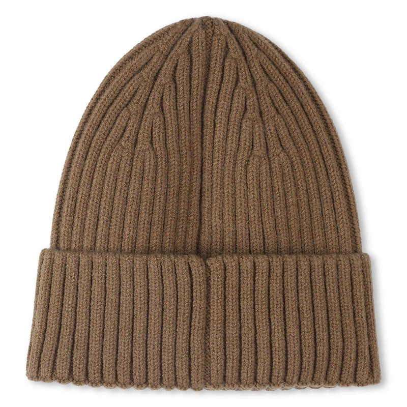 Boys Brown Ribbed Knit Beanie