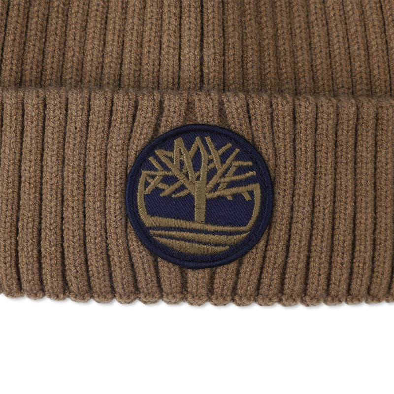 Boys Brown Ribbed Knit Beanie