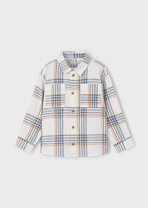 Boys Checked Cotton Shirt with Chest Pockets