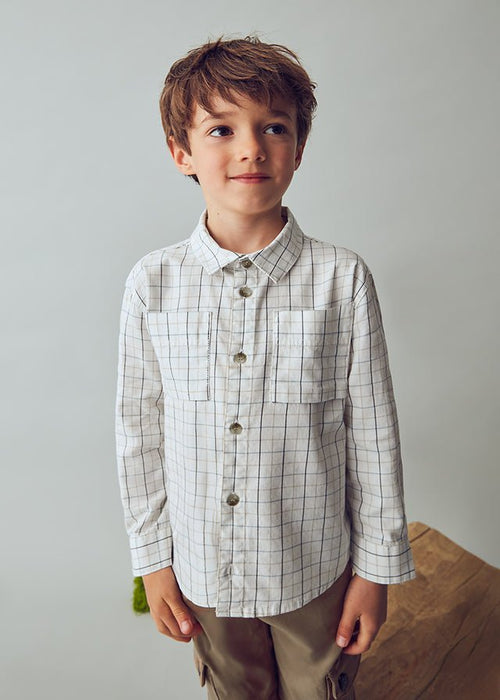 Boys Checked Cotton Shirt with Chest Pockets