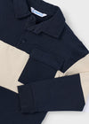 Boys Colourblock Polo Top in Navy and Beige