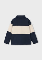 Boys Colourblock Polo Top in Navy and Beige