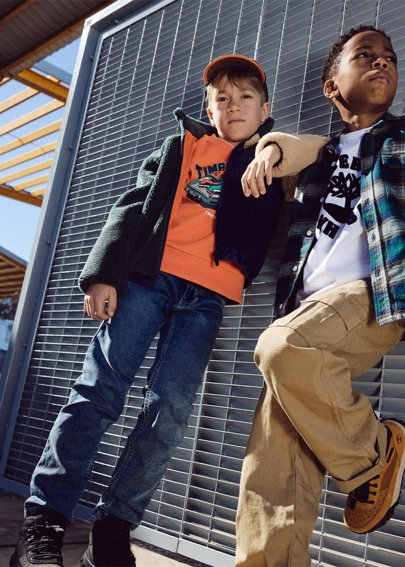 Boys Colourblock Sherpa Zip Jacket With Chest Pocket