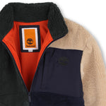 Boys Colourblock Sherpa Zip Jacket With Chest Pocket
