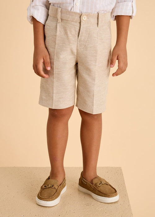 Boys Cotton - Linen Blend Bermuda Shorts