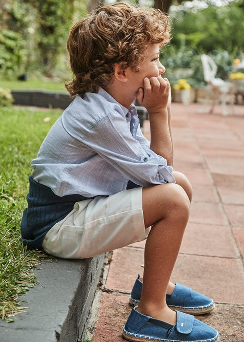 Boys Cotton - Linen Blend Bermuda Shorts