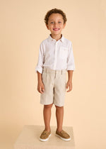 Boys Cotton - Linen Blend Bermuda Shorts