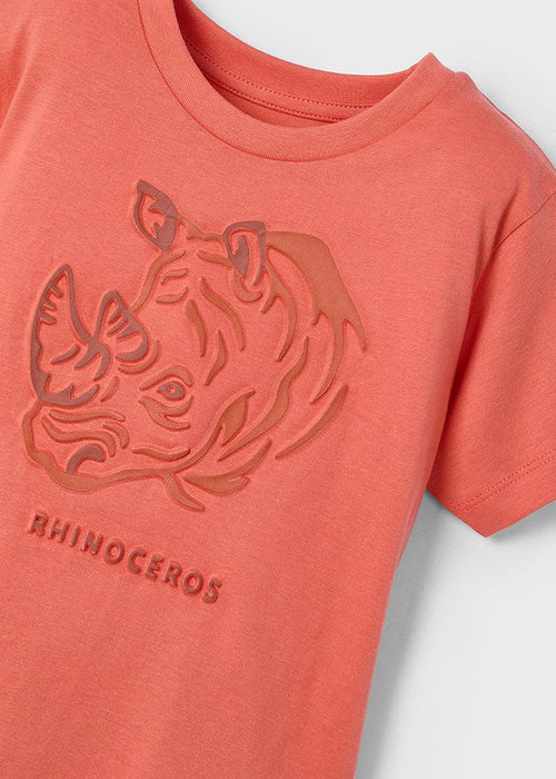 Boys Cotton T-Shirt with Embossed Rhino Design