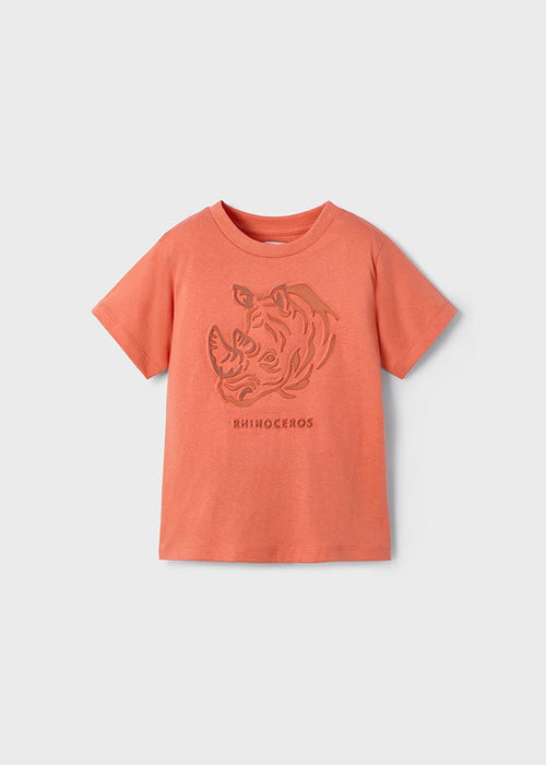 Boys Cotton T-Shirt with Embossed Rhino Design