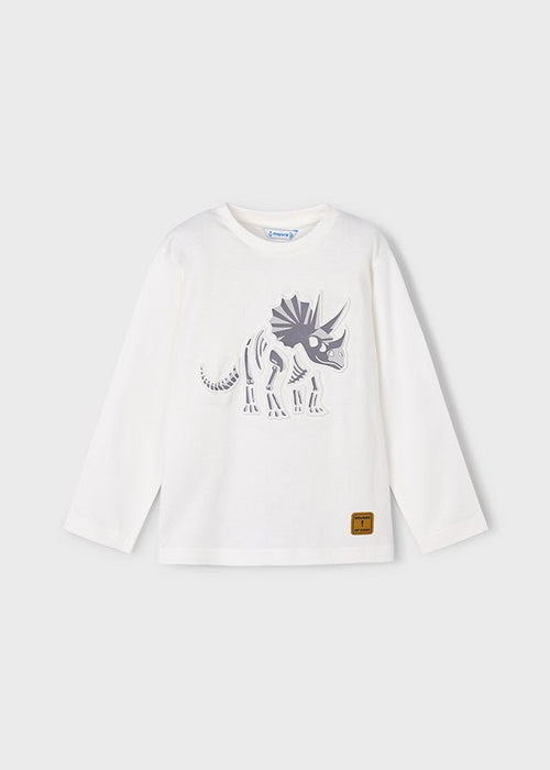 Boys Cream Long - Sleeve Dinosaur T-Shirt