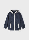 Boys Dark Blue Hooded Windbreaker Jacket