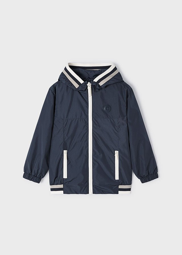 Boys Dark Blue Hooded Windbreaker Jacket