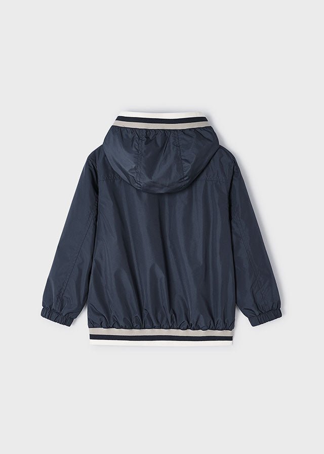 Boys Dark Blue Hooded Windbreaker Jacket