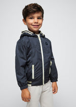 Boys Dark Blue Hooded Windbreaker Jacket