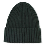 Boys Dark Green Ribbed Knit Beanie