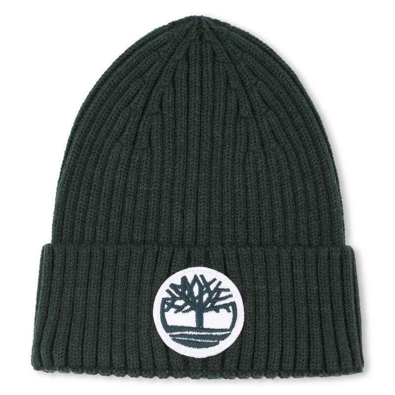 Boys Dark Green Ribbed Knit Beanie