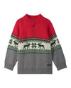 Boys Festive Elk Knit Sweater with Mock Neck