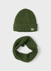 Boys' Forest Green Knit Hat and Scarf Set