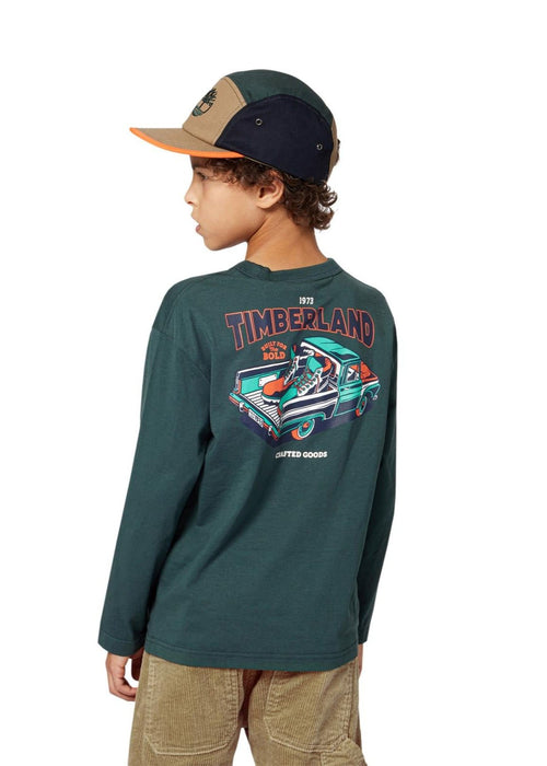 Boys Forest Green Tee with Timberland Truck Print