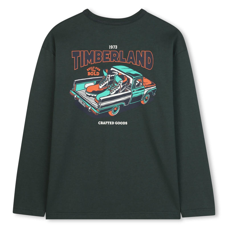 Boys Forest Green Tee with Timberland Truck Print