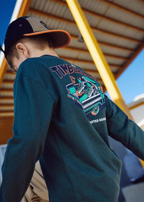 Boys Forest Green Tee with Timberland Truck Print