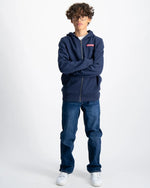 Boys' Full - Zip Hoodie with Box Tab Logo – Navy