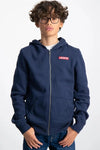 Boys' Full - Zip Hoodie with Box Tab Logo – Navy