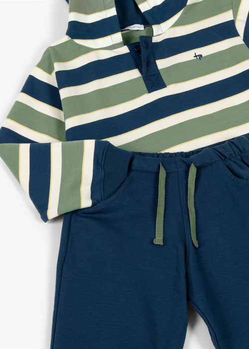 Boys Green & Blue Striped Tracksuit