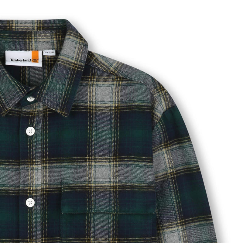 Boys Green Check Cotton Shirt