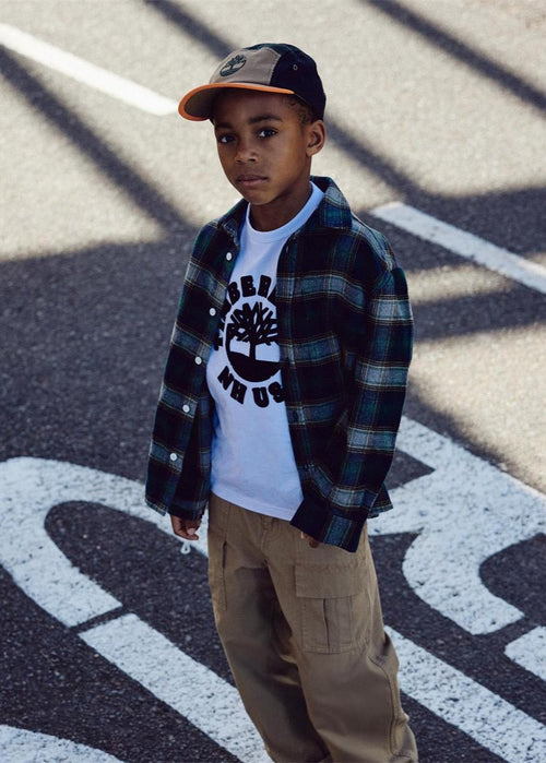 Boys Green Check Cotton Shirt