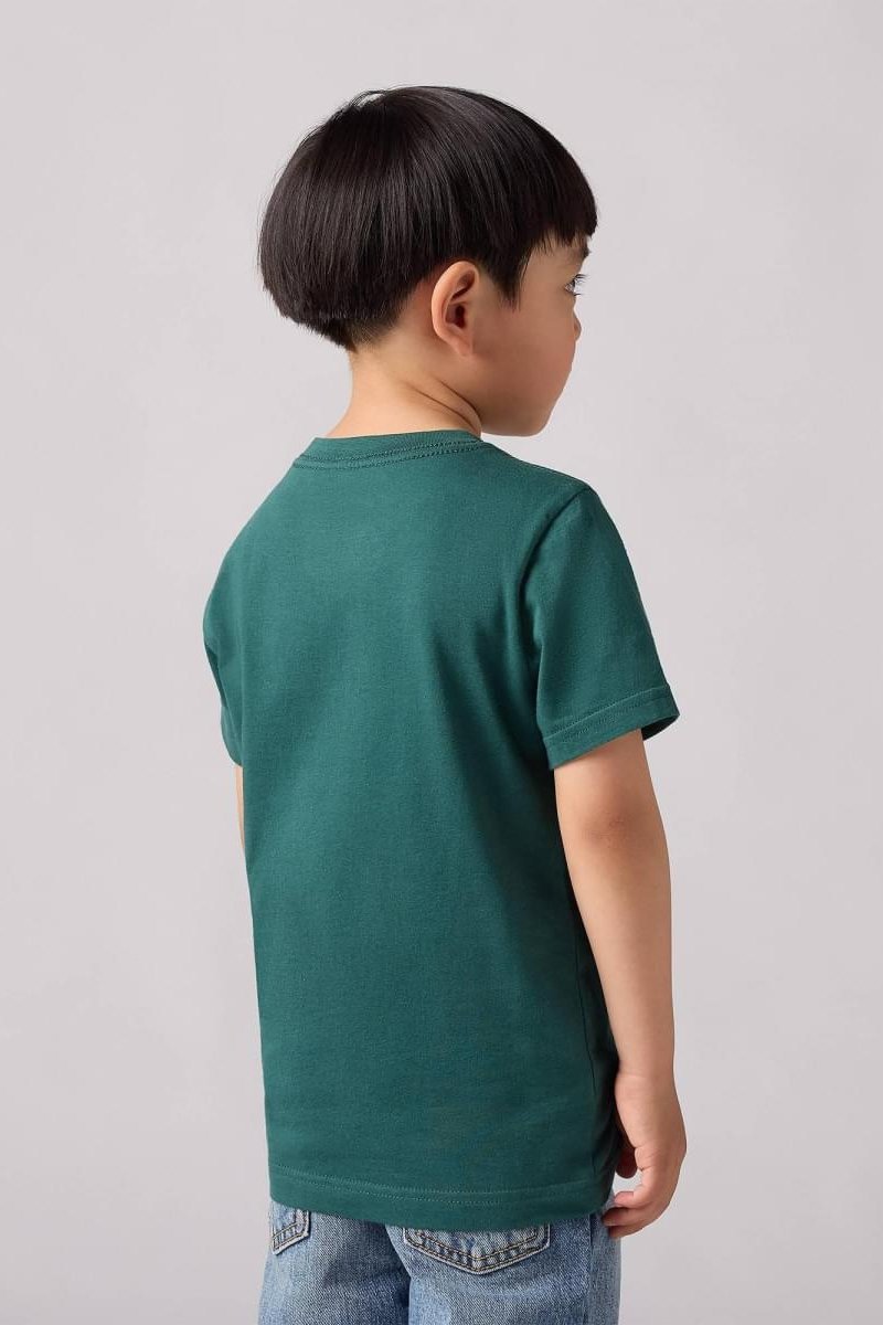 Boys Green Cotton Logo T-shirt