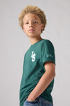 Boys Green Cotton Logo T-shirt