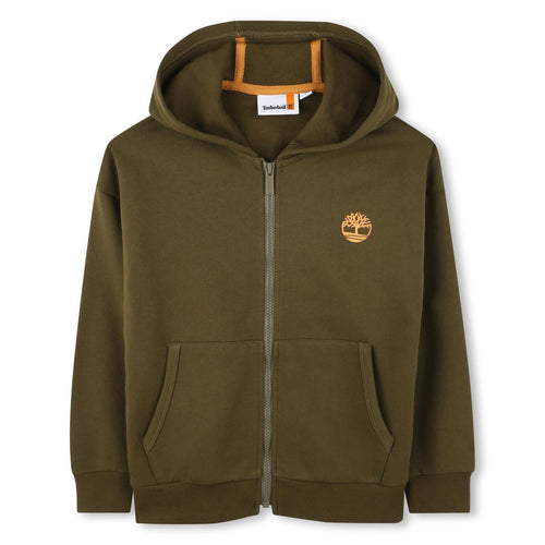 Boys Green Cotton Zip - Up Hoodie (Timberland)