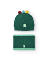 Boys' Green Dino Knitted Hat & Scarf Set (Tuc Tuc)