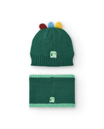 Boys' Green Dino Knitted Hat & Scarf Set (Tuc Tuc)