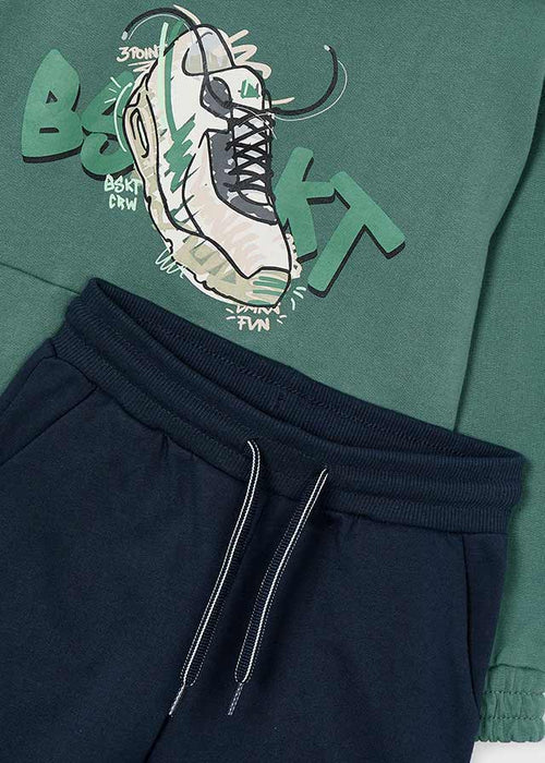Boys Green & Navy Tracksuit