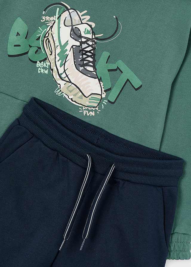 Boys Green & Navy Tracksuit