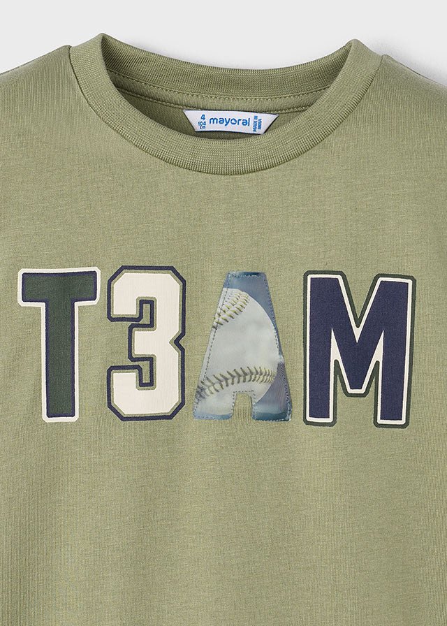 Boys Green “T3AM” Long Sleeve T-Shirt