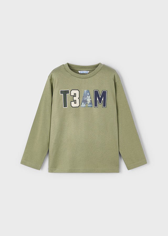 Boys Green “T3AM” Long Sleeve T-Shirt