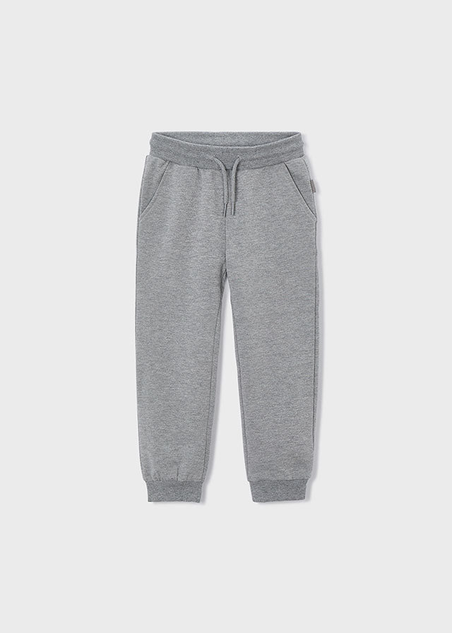 Boys Grey Basic Cuffed Fleece Trousers