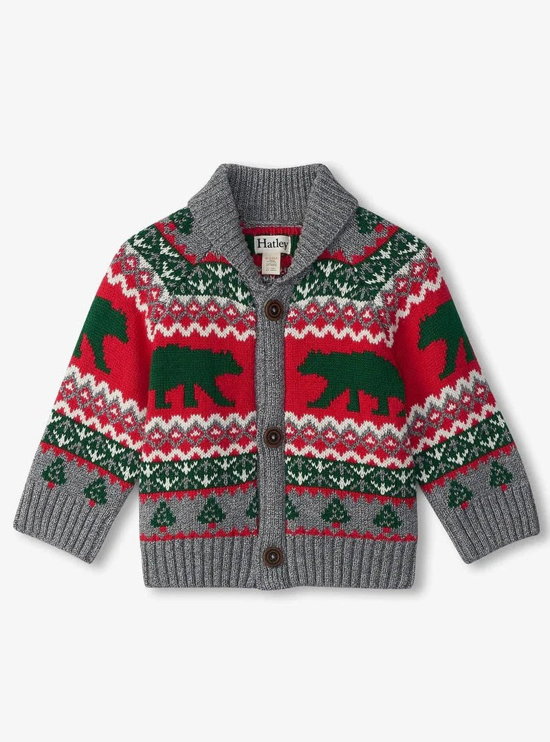 Boys Grey Fair Isle Cotton Cardigan