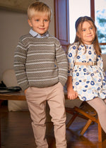 Boys Grey Fair Isle Knit Jumper