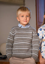 Boys Grey Fair Isle Knit Jumper