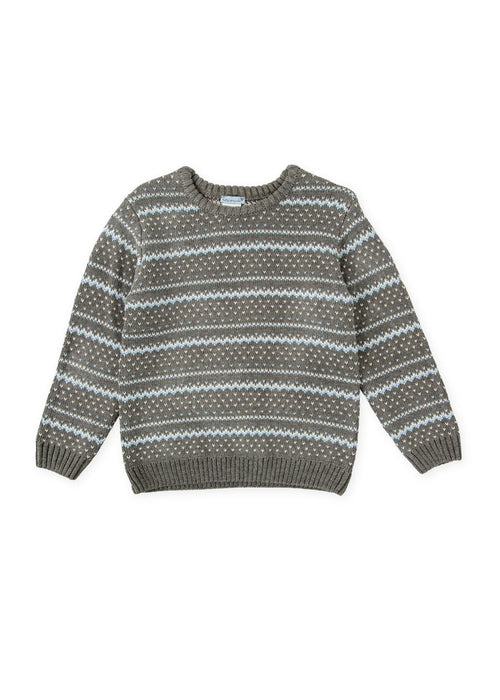 Boys Grey Fair Isle Knit Jumper