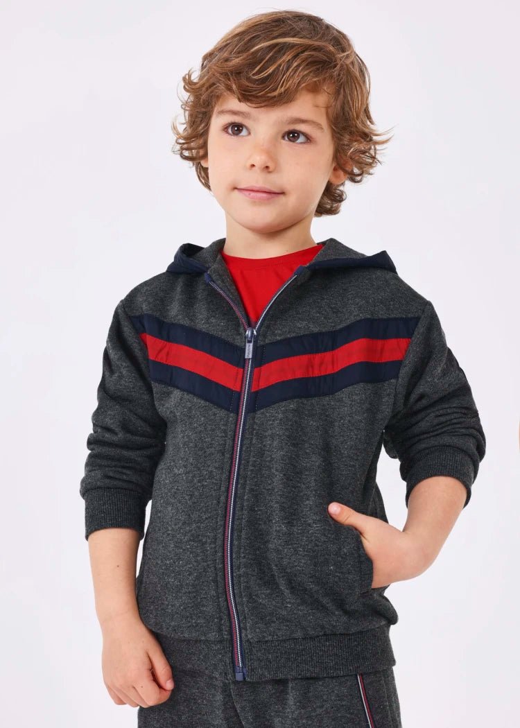 Boys' Grey & Red Stripe Hoodie & Joggers Set (mayoral)