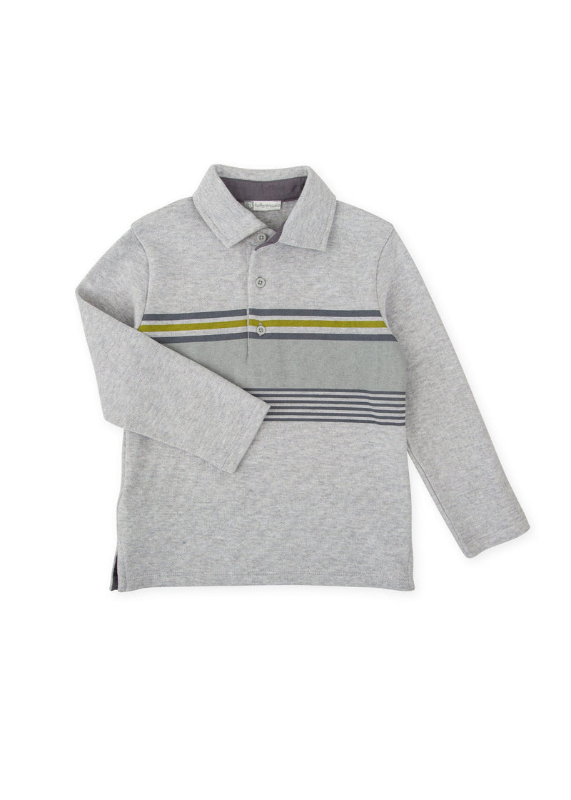 Boys Grey Stripe Polo