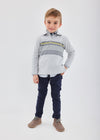 Boys Grey Stripe Polo