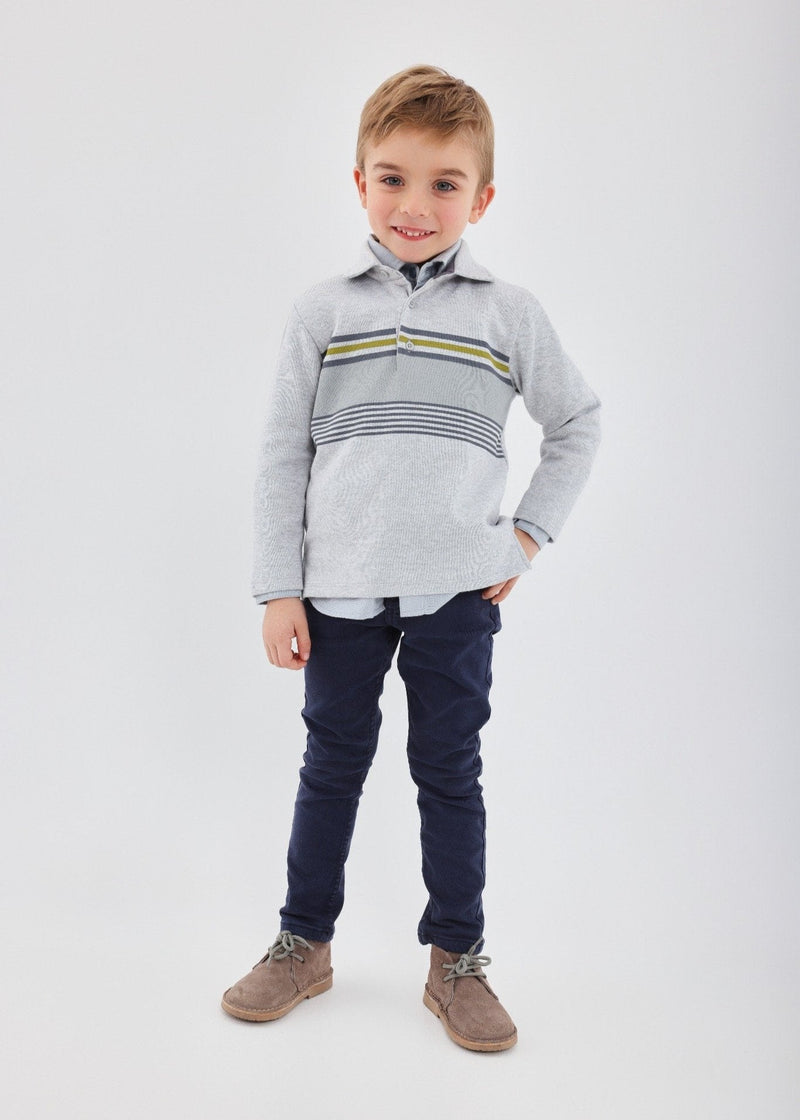 Boys Grey Stripe Polo