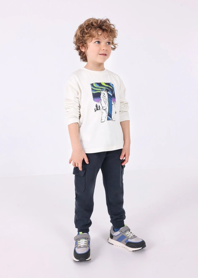 Boys Ivory Cotton Polar Bear Print Top