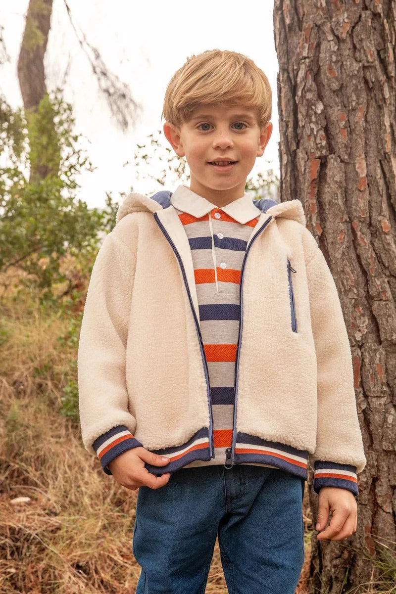 Boys Ivory Sherpa Hooded Jacket (Tutto Piccolo)